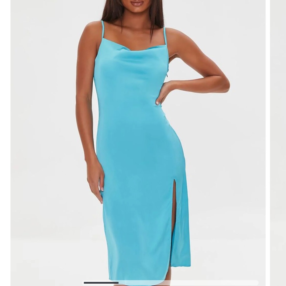 ✨NWT✨ F21 Cowl Neck Blue Dress